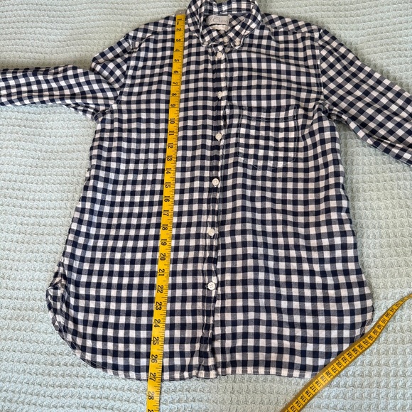 J.Crew Classic Fit Button Down Shirt Womens 4 Crinkle Gingham Navy Top AW251 - Picture 8 of 8